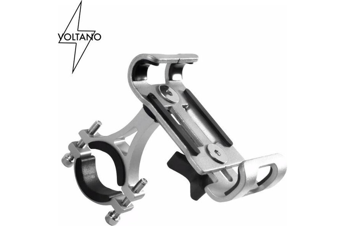 Voltano Aluminium Telefoonhouder Fiets - Grijs - Universeel - 360° Draaibaar
