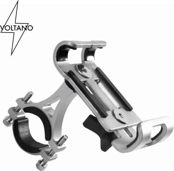Voltano Aluminium Telefoonhouder Fiets - Grijs - Universeel - 360° Draaibaar