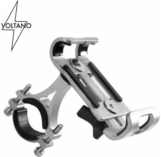 Voltano Aluminium Telefoonhouder Fiets - Grijs - Universeel - 360° Draaibaar