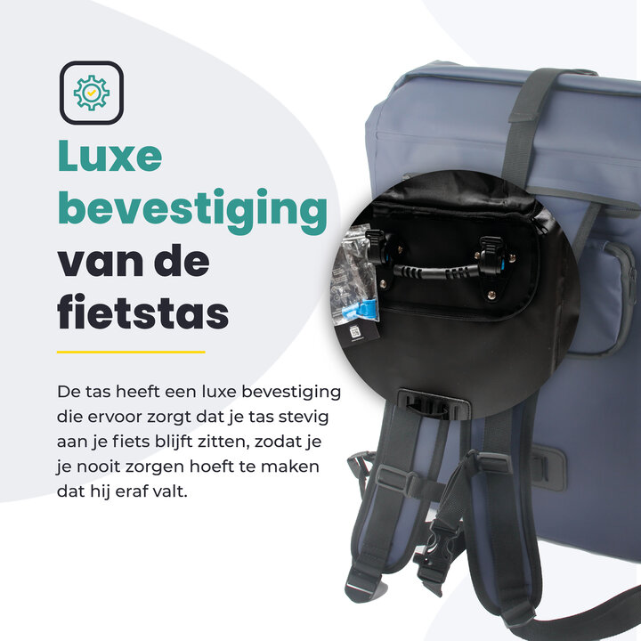 Voltano Luxe Fietstas / Rugtas 28L - Marine Blauw - Enkele Pakaftas - 100% Waterdicht