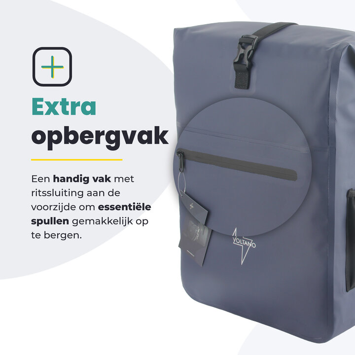 Voltano Luxe Fietstas / Rugtas 28L - Marine Blauw - Enkele Pakaftas - 100% Waterdicht