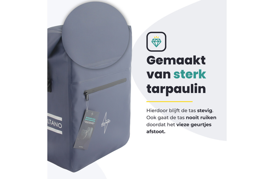 Voltano Luxe Fietstas / Rugtas 28L - Marine Blauw - Enkele Pakaftas - 100% Waterdicht