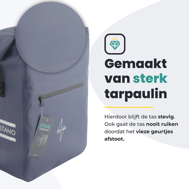 Voltano Luxe Fietstas / Rugtas 28L - Marine Blauw - Enkele Pakaftas - 100% Waterdicht