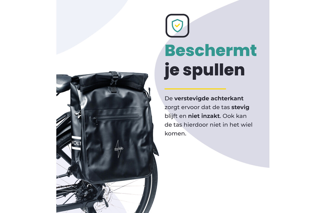 Voltano Luxe Fietstas / Rugtas 28L - Marine Blauw - Enkele Pakaftas - 100% Waterdicht