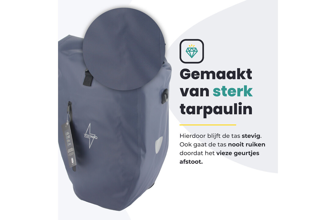 Voltano Luxe Fietstas 28L - Enkele Pakaftas - Marine Blauw - 100% Waterdicht