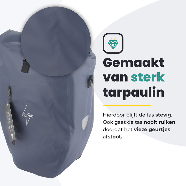 Voltano Luxe Fietstas 28L - Enkele Pakaftas - Marine Blauw - 100% Waterdicht