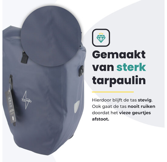 Voltano Luxe Fietstas 28L - Enkele Pakaftas - Marine Blauw - 100% Waterdicht
