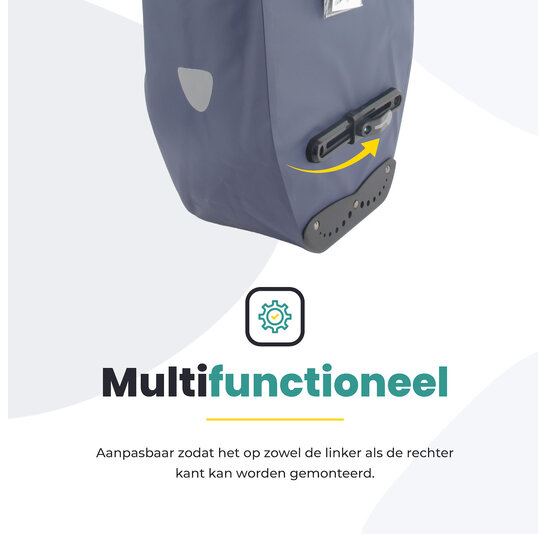 Voltano Luxe Fietstas 28L - Enkele Pakaftas - Marine Blauw - 100% Waterdicht