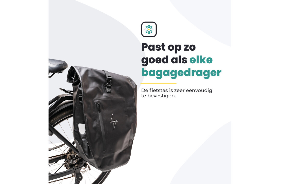 Voltano Luxe Fietstas 28L - Enkele Pakaftas - Marine Blauw - 100% Waterdicht