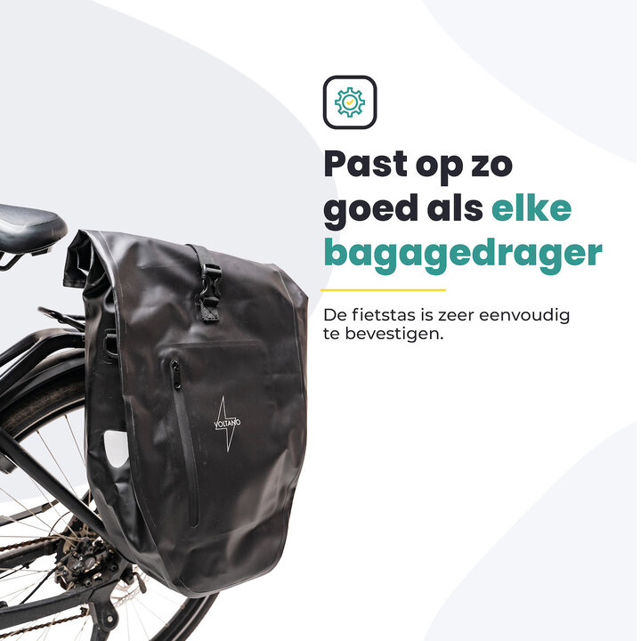 Voltano Luxe Fietstas 28L - Enkele Pakaftas - Marine Blauw - 100% Waterdicht