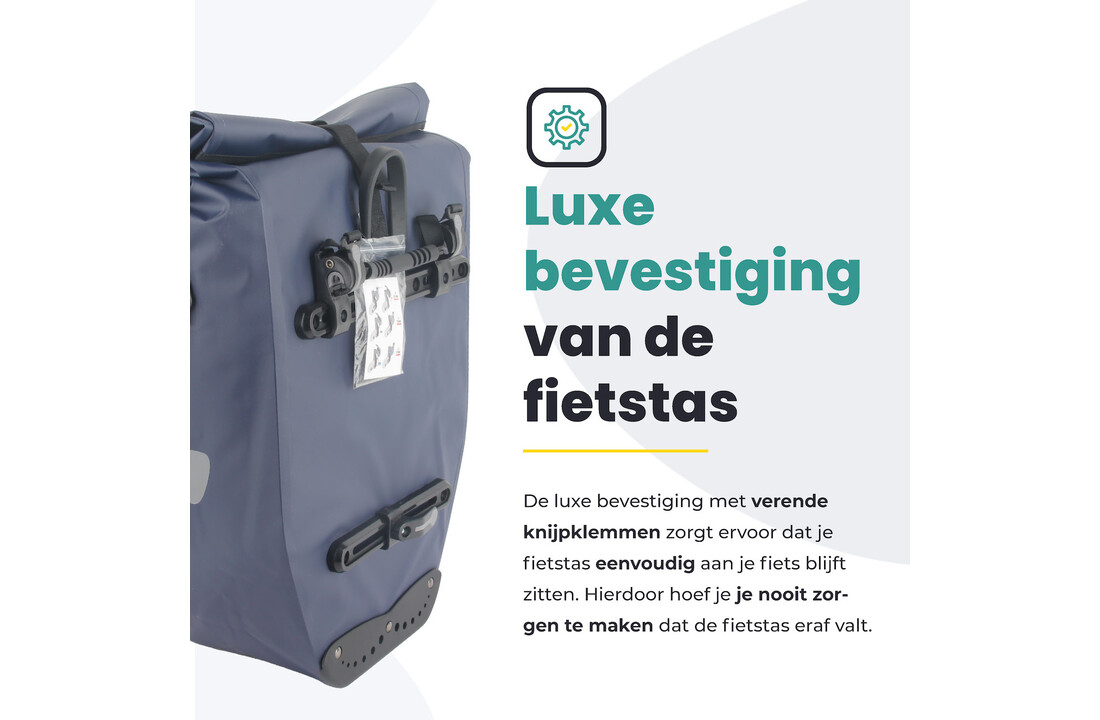 Voltano Luxe Fietstas 28L - Enkele Pakaftas - Marine Blauw - 100% Waterdicht