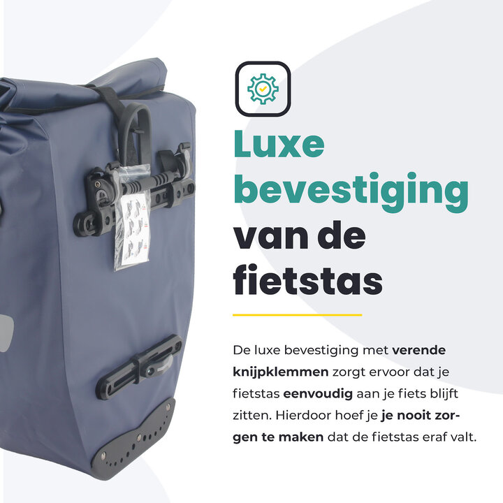 Voltano Luxe Fietstas 28L - Enkele Pakaftas - Marine Blauw - 100% Waterdicht