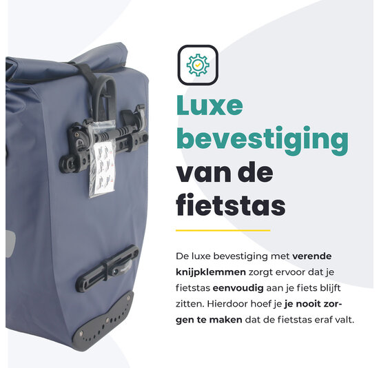 Voltano Luxe Fietstas 28L - Enkele Pakaftas - Marine Blauw - 100% Waterdicht