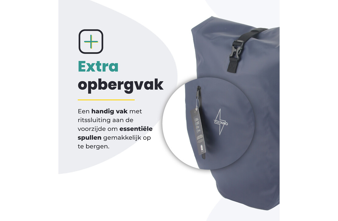 Voltano Luxe Fietstas 28L - Enkele Pakaftas - Marine Blauw - 100% Waterdicht