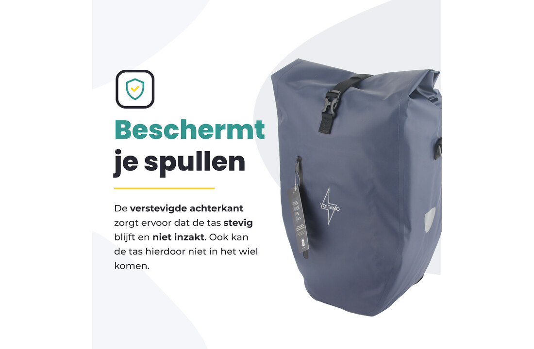 Voltano Luxe Fietstas 28L - Enkele Pakaftas - Marine Blauw - 100% Waterdicht