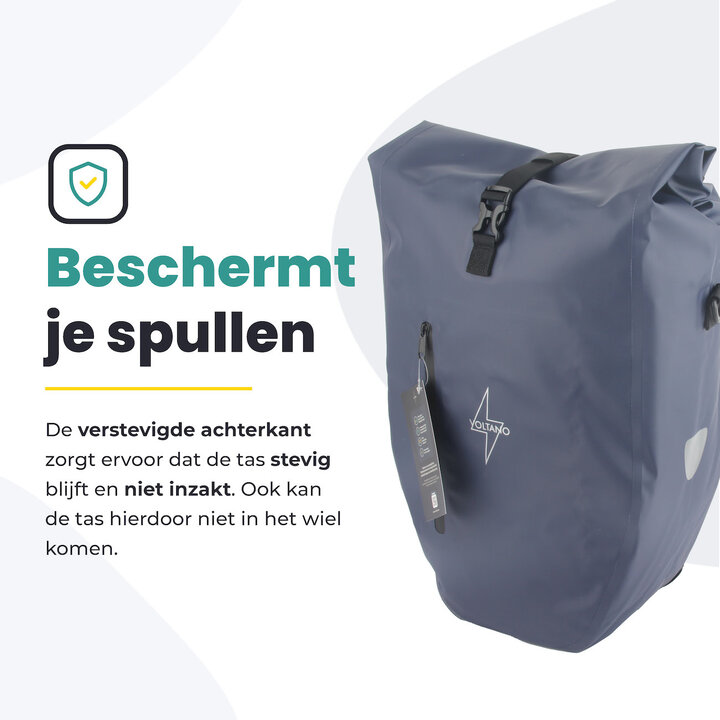 Voltano Luxe Fietstas 28L - Enkele Pakaftas - Marine Blauw - 100% Waterdicht