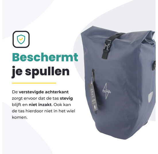 Voltano Luxe Fietstas 28L - Enkele Pakaftas - Marine Blauw - 100% Waterdicht