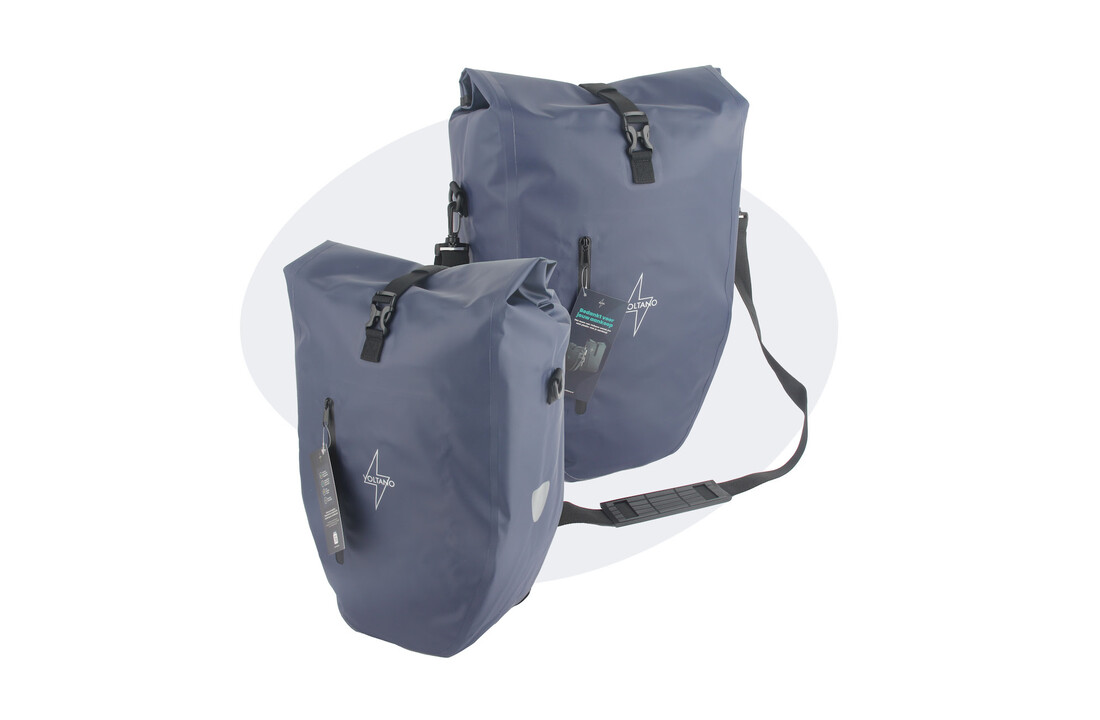 Voltano Luxe Fietstas 28L - Enkele Pakaftas - Marine Blauw - 100% Waterdicht