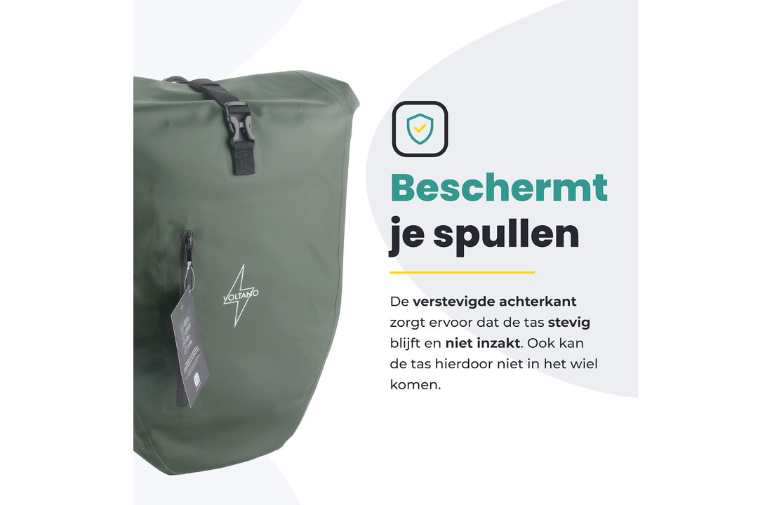 Voltano Luxe Fietstas 28L - Enkele Pakaftas - Olijf Groen - 100% Waterdicht