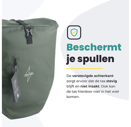 Voltano Luxe Fietstas 28L - Enkele Pakaftas - Olijf Groen - 100% Waterdicht