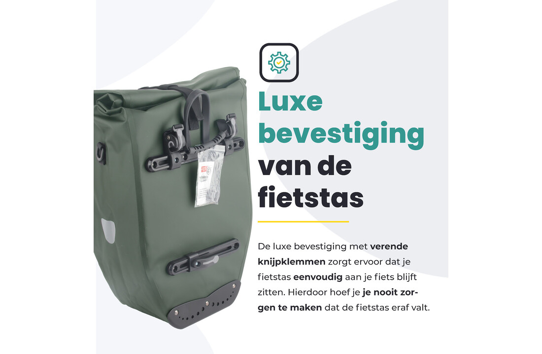 Voltano Luxe Fietstas 28L - Enkele Pakaftas - Olijf Groen - 100% Waterdicht