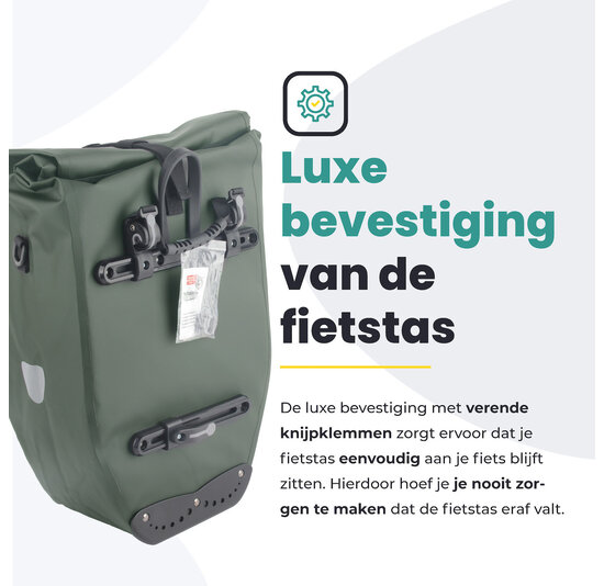 Voltano Luxe Fietstas 28L - Enkele Pakaftas - Olijf Groen - 100% Waterdicht