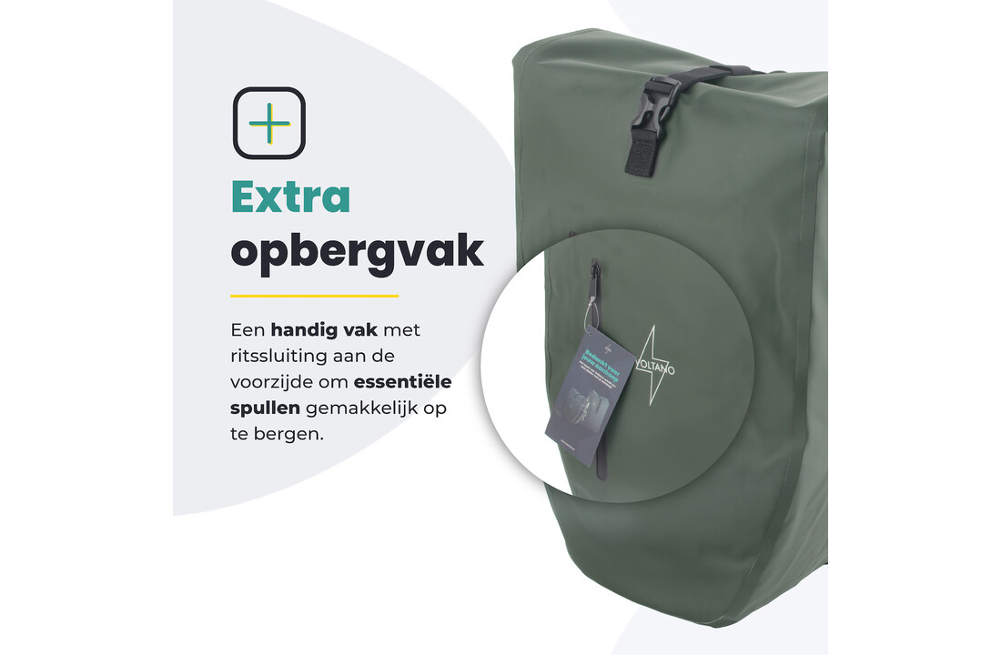 Voltano Luxe Fietstas 28L - Enkele Pakaftas - Olijf Groen - 100% Waterdicht