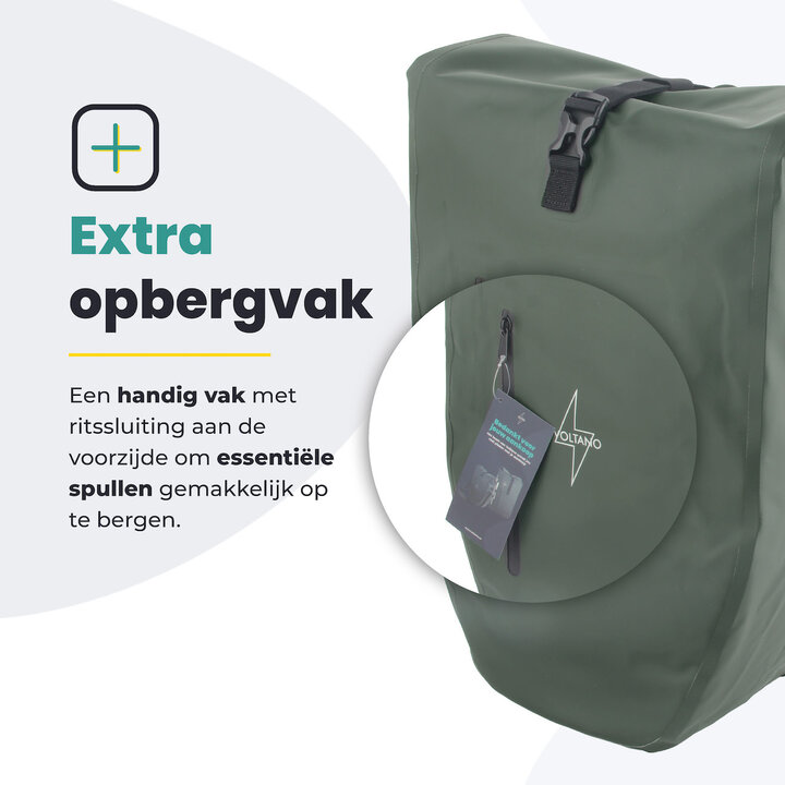 Voltano Luxe Fietstas 28L - Enkele Pakaftas - Olijf Groen - 100% Waterdicht