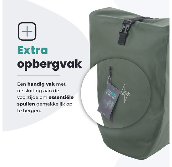 Voltano Luxe Fietstas 28L - Enkele Pakaftas - Olijf Groen - 100% Waterdicht