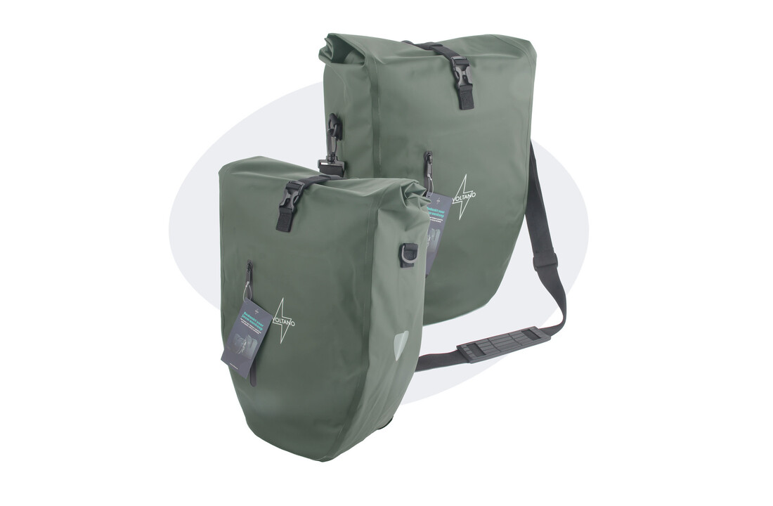 Voltano Luxe Fietstas 28L - Enkele Pakaftas - Olijf Groen - 100% Waterdicht