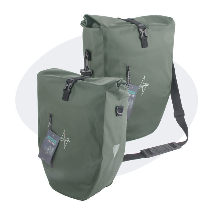 Voltano Luxe Fietstas 28L - Enkele Pakaftas - Olijf Groen - 100% Waterdicht