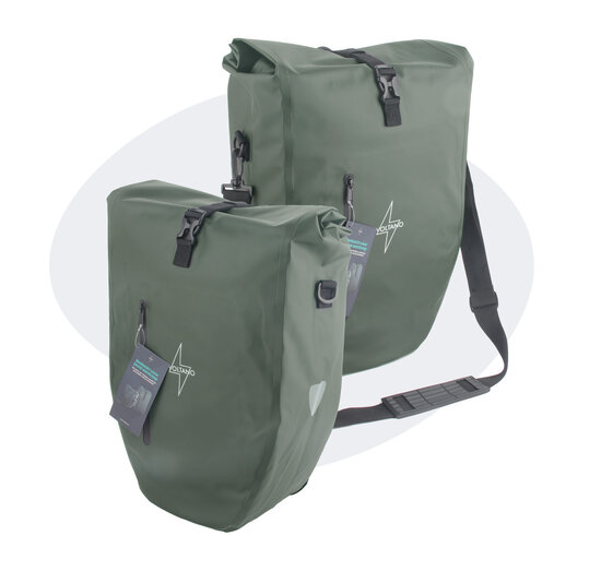 Voltano Luxe Fietstas 28L - Enkele Pakaftas - Olijf Groen - 100% Waterdicht