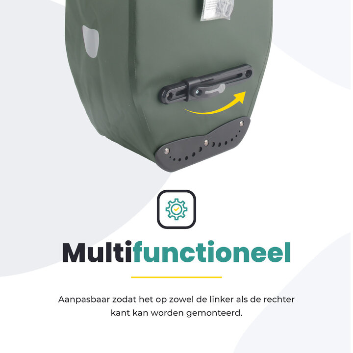 Voltano Luxe Fietstas 28L - Enkele Pakaftas - Olijf Groen - 100% Waterdicht