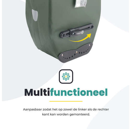 Voltano Luxe Fietstas 28L - Enkele Pakaftas - Olijf Groen - 100% Waterdicht
