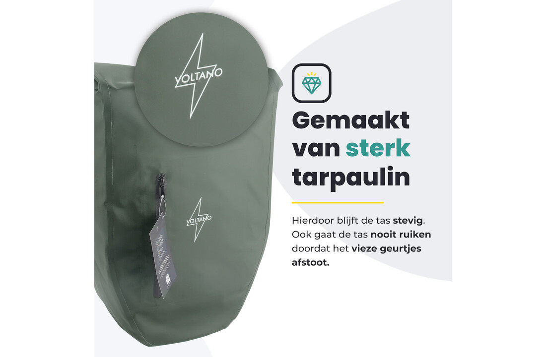Voltano Luxe Fietstas 28L - Enkele Pakaftas - Olijf Groen - 100% Waterdicht
