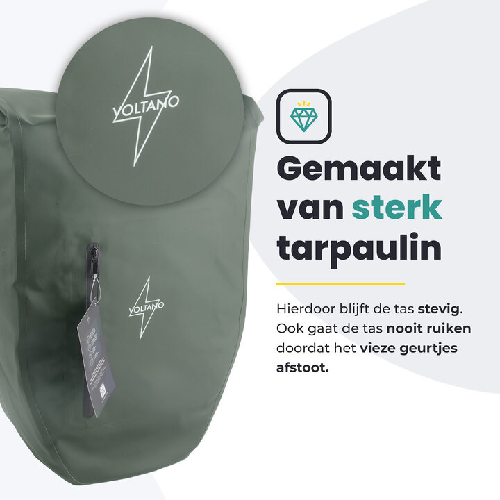 Voltano Luxe Fietstas 28L - Enkele Pakaftas - Olijf Groen - 100% Waterdicht