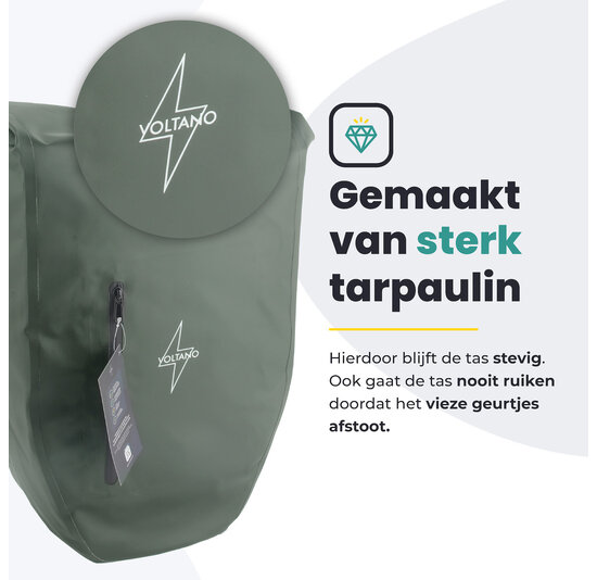 Voltano Luxe Fietstas 28L - Enkele Pakaftas - Olijf Groen - 100% Waterdicht