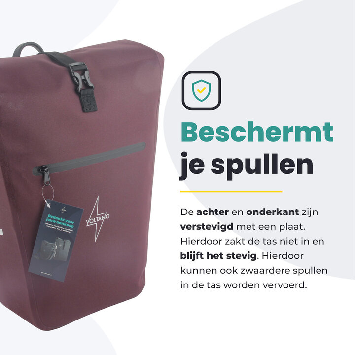Voltano Luxe E-bike Fietstas 28L - Bordeaux Rood - Pakaftas Met Laptop Vak - 100% Waterdicht