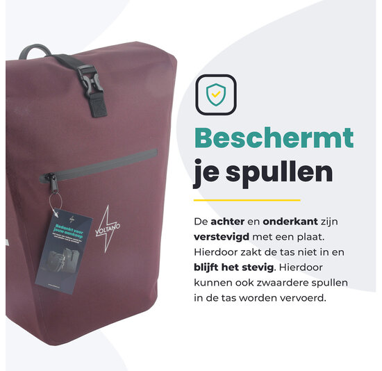 Voltano Luxe E-bike Fietstas 28L - Bordeaux Rood - Pakaftas Met Laptop Vak - 100% Waterdicht