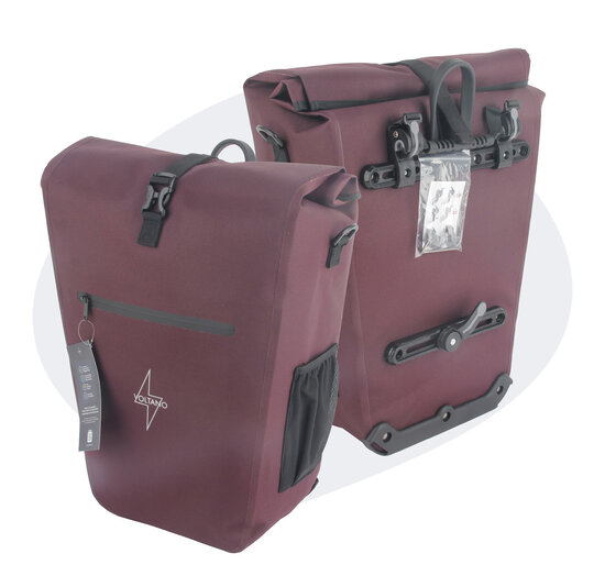 Voltano Luxe E-bike Fietstas 28L - Bordeaux Rood - Pakaftas Met Laptop Vak - 100% Waterdicht