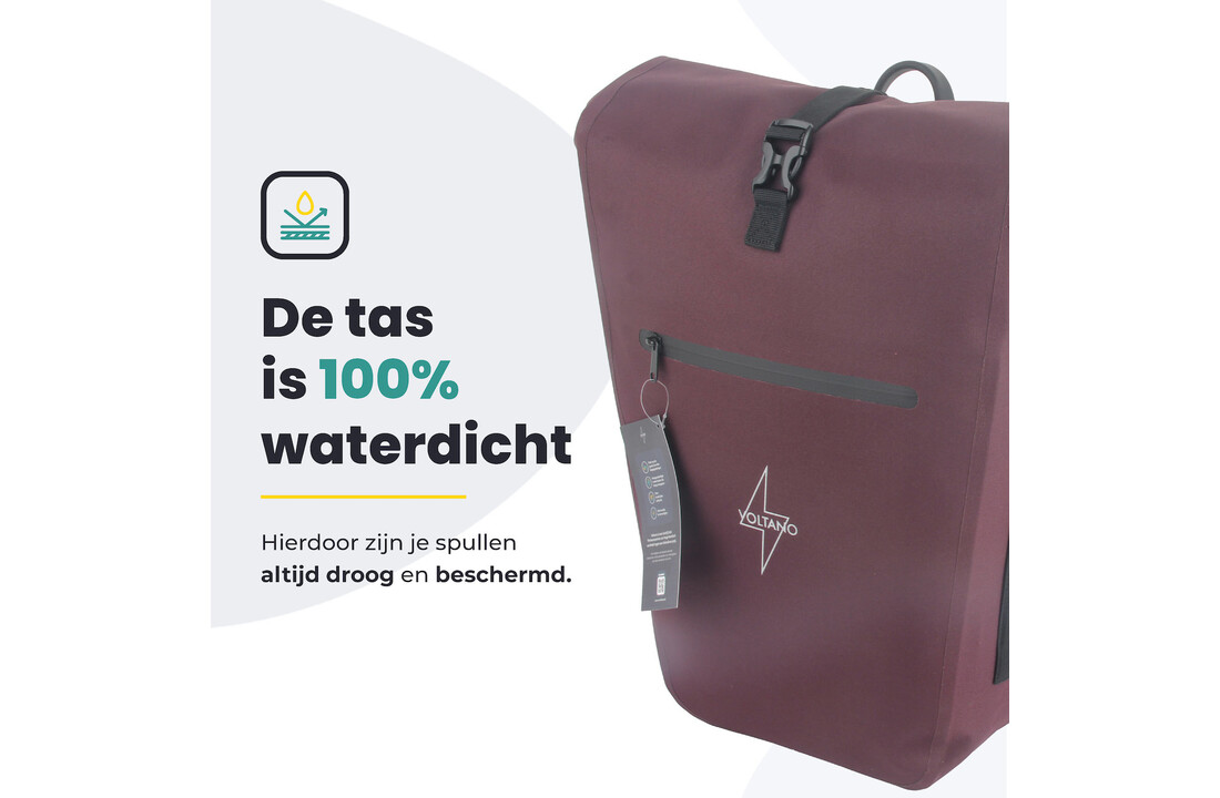 Voltano Luxe E-bike Fietstas 28L - Bordeaux Rood - Pakaftas Met Laptop Vak - 100% Waterdicht