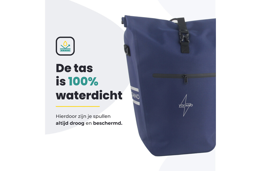 Voltano Luxe E-bike Fietstas 28L - Marine Blauw - Pakaftas Met Laptop Vak - 100% Waterdicht