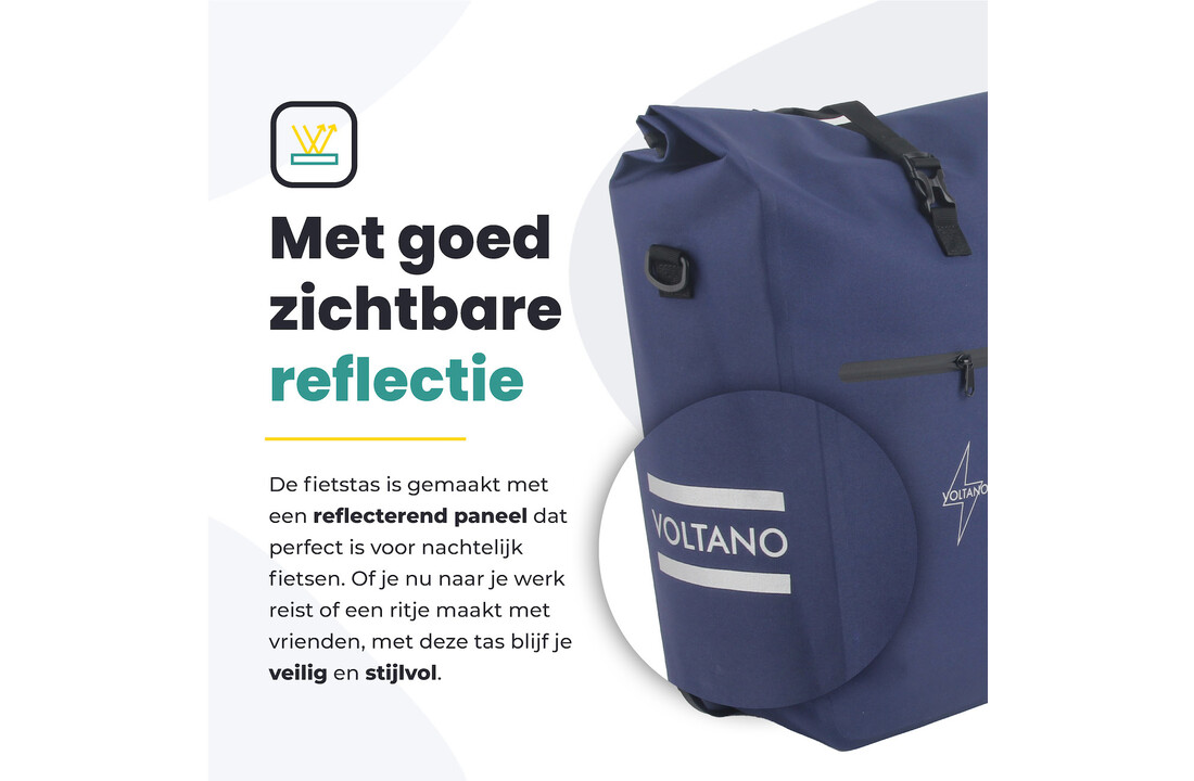 Voltano Luxe E-bike Fietstas 28L - Marine Blauw - Pakaftas Met Laptop Vak - 100% Waterdicht