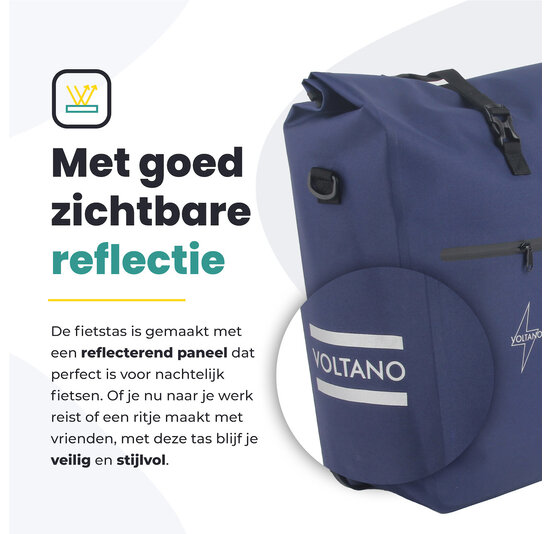 Voltano Luxe E-bike Fietstas 28L - Marine Blauw - Pakaftas Met Laptop Vak - 100% Waterdicht