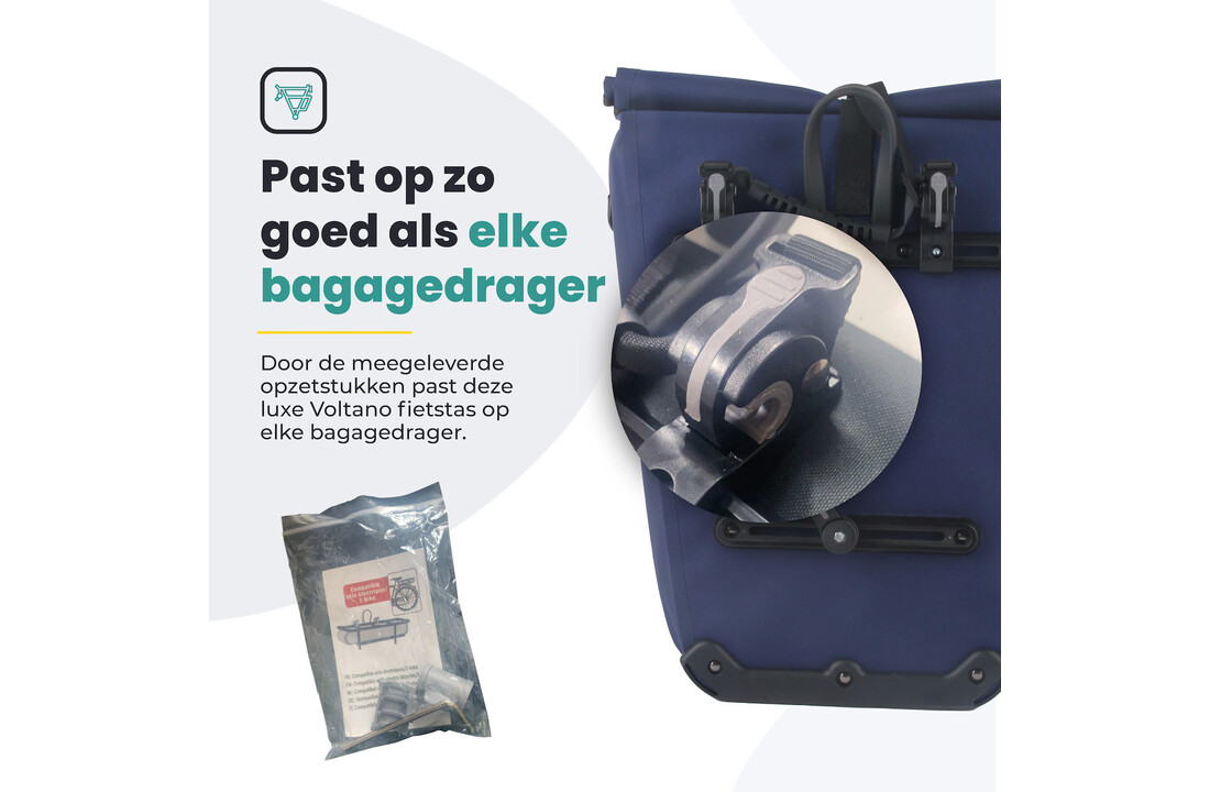 Voltano Luxe E-bike Fietstas 28L - Marine Blauw - Pakaftas Met Laptop Vak - 100% Waterdicht