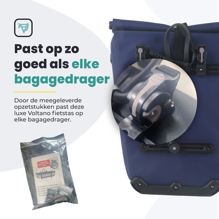 Voltano Luxe E-bike Fietstas 28L - Marine Blauw - Pakaftas Met Laptop Vak - 100% Waterdicht