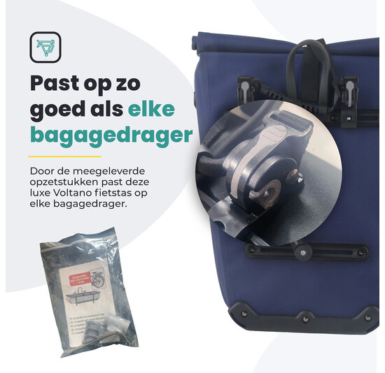 Voltano Luxe E-bike Fietstas 28L - Marine Blauw - Pakaftas Met Laptop Vak - 100% Waterdicht