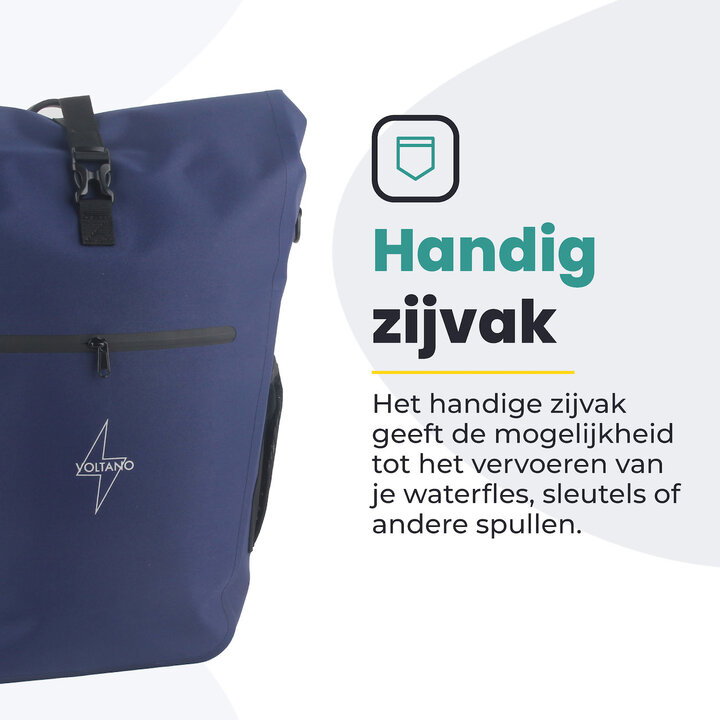 Voltano Luxe E-bike Fietstas 28L - Marine Blauw - Pakaftas Met Laptop Vak - 100% Waterdicht