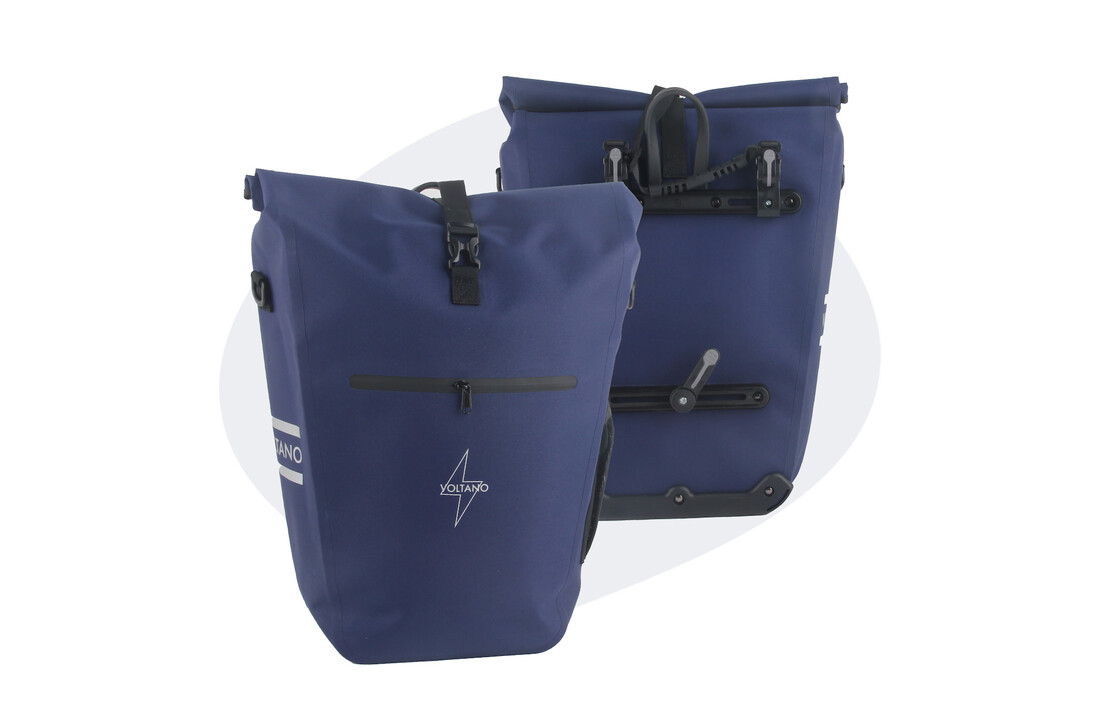 Voltano Luxe E-bike Fietstas 28L - Marine Blauw - Pakaftas Met Laptop Vak - 100% Waterdicht