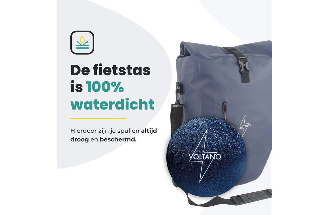 Voltano Luxe Fietstas 28L - Enkele Pakaftas - Marine Blauw - 100% Waterdicht